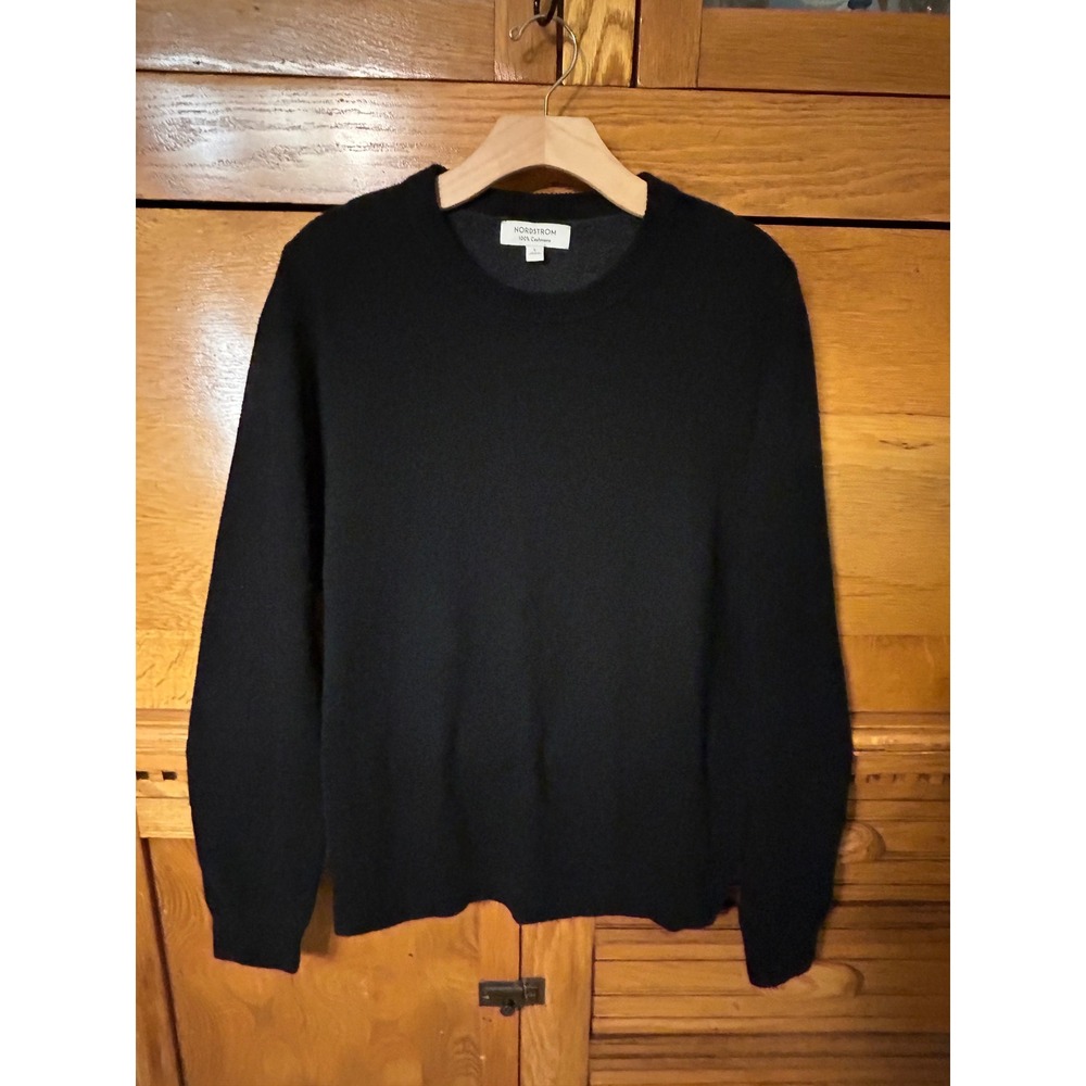 Nordstrom Mens Cashmere Crewneck Sweater Charcoal Gray Large Long Sleeve Knit